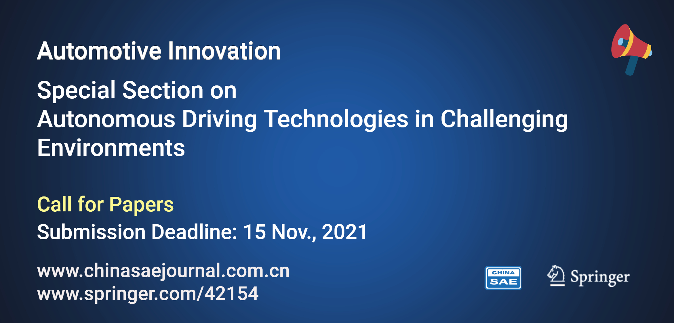 	      	Special Section on Autonomous Driving Technologies in Challenging Environments
	      	